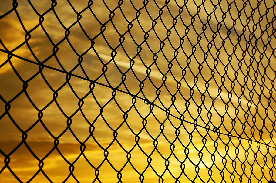 fence, metal, metallic, sunset, nature, dark, eve, evening HD wallpaper