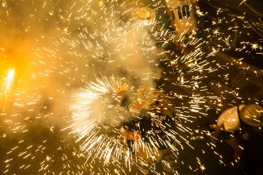 Fireworks, art, blur, bright, celebration, christmas, festival HD wallpaper