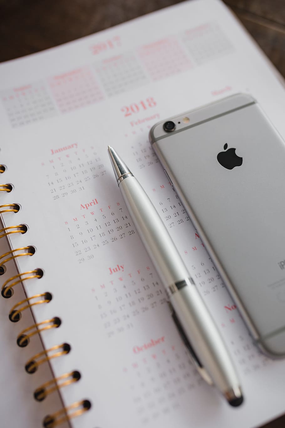 Pink calendar, notebook, diary, desk, high angle view, paper HD wallpaper