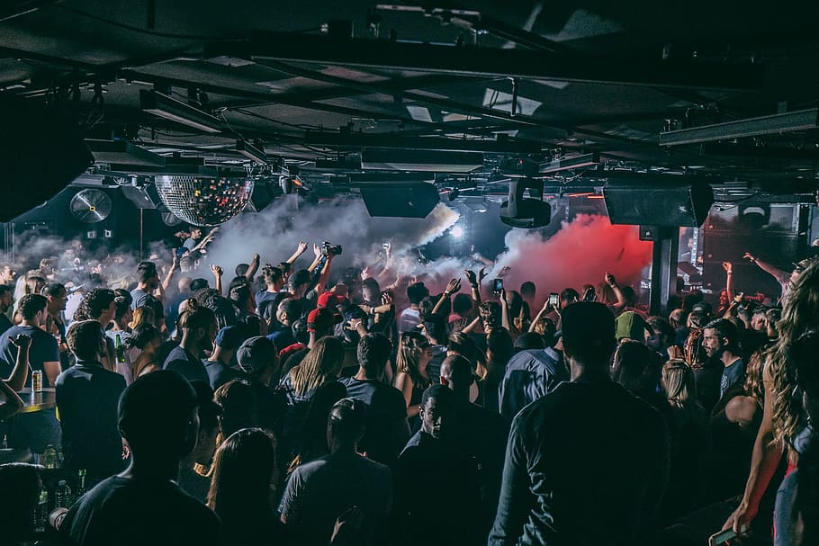 Nightclub Crowd Smoke Machine Photo, Music, Event, Celebrate
