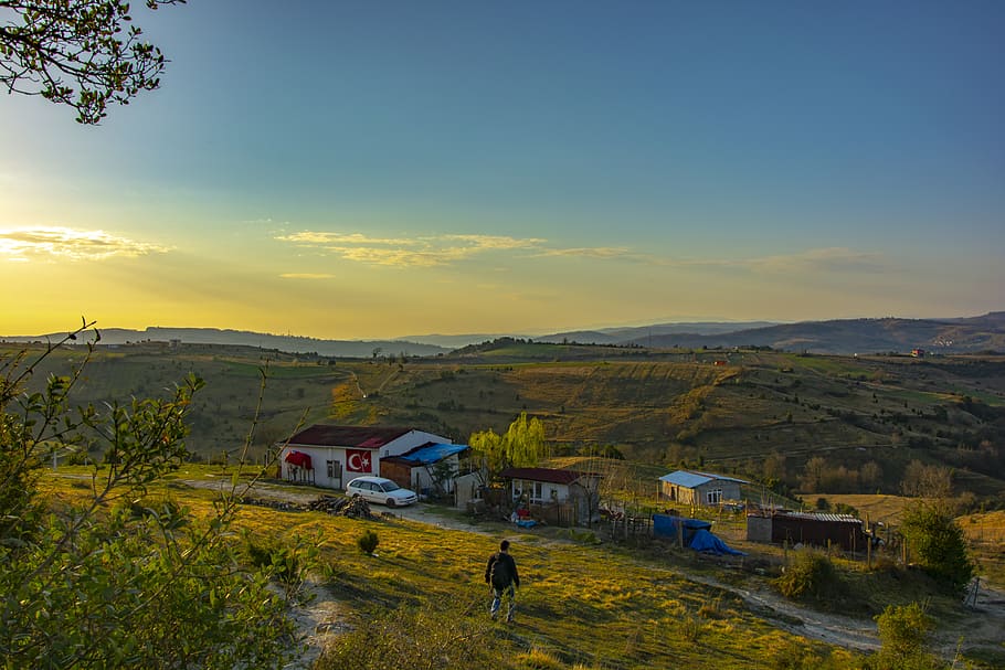 rural, landscape, nature, sunset, beautiful, clouds, country HD wallpaper