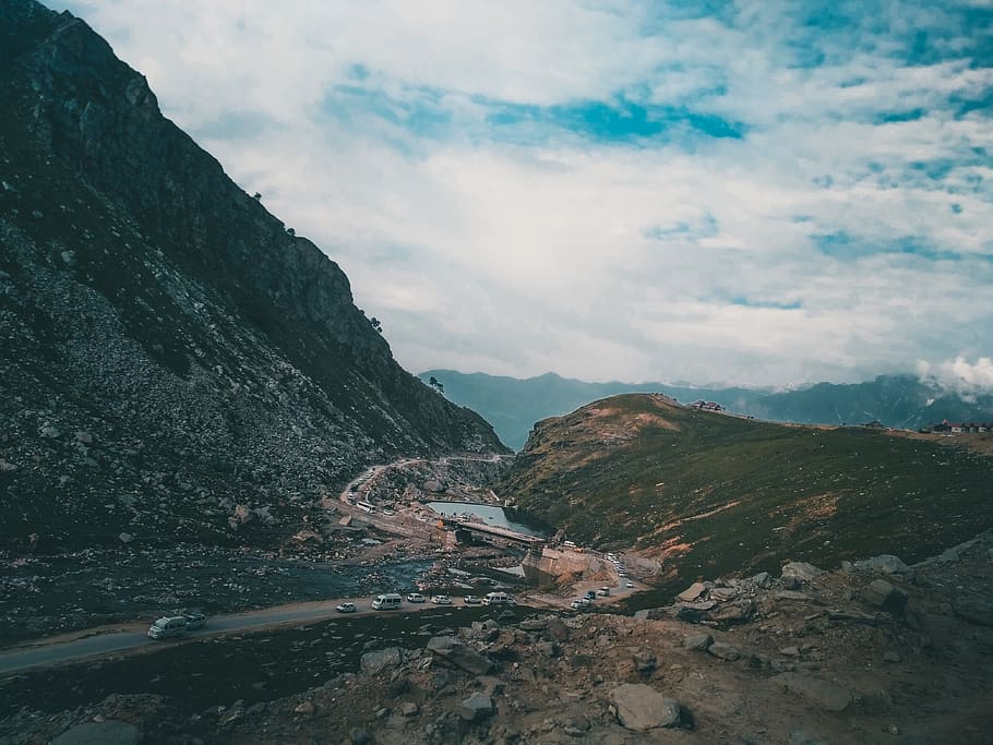 Road Beside Mountain, landscape, rocks, scenic, sky, cloud - sky HD wallpaper