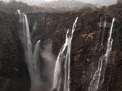 waterfalls during daytime, india, jog falls, river, outdoors HD wallpaper