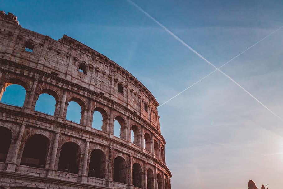 Low-angle Photo of Coliseum, Rome, ancient, arches, architecture HD wallpaper