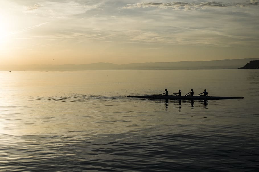 cloud, sun, suisse, lacleman, lanscape, rower, lake, water HD wallpaper