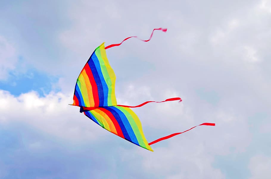 kite, wind, screen, weather, pattern, multi colored, sky, flying HD wallpaper
