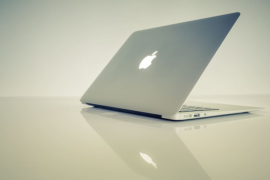 Macbook Air, apple, device, laptop, reflection, no people, studio shot, HD wallpaper