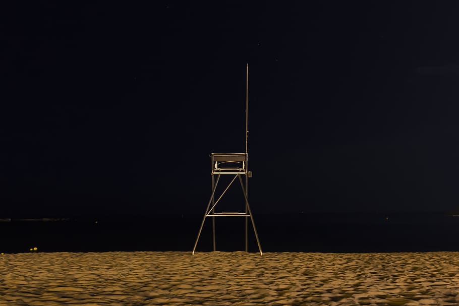 lifeguard post in seashore, chair, furniture, barcelona, spain HD wallpaper