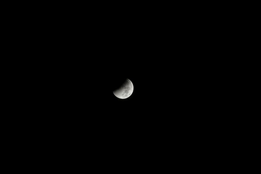 photo of quarter moon, sky, night, evening, outdoors, nature HD wallpaper