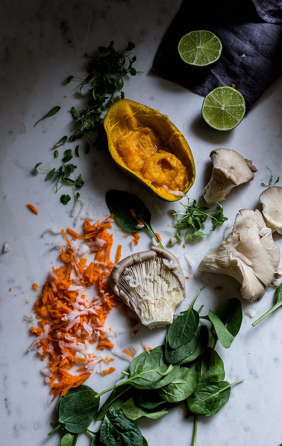 Bao buns ingredients, cooking, lime, mango, oyster mushrooms HD wallpaper