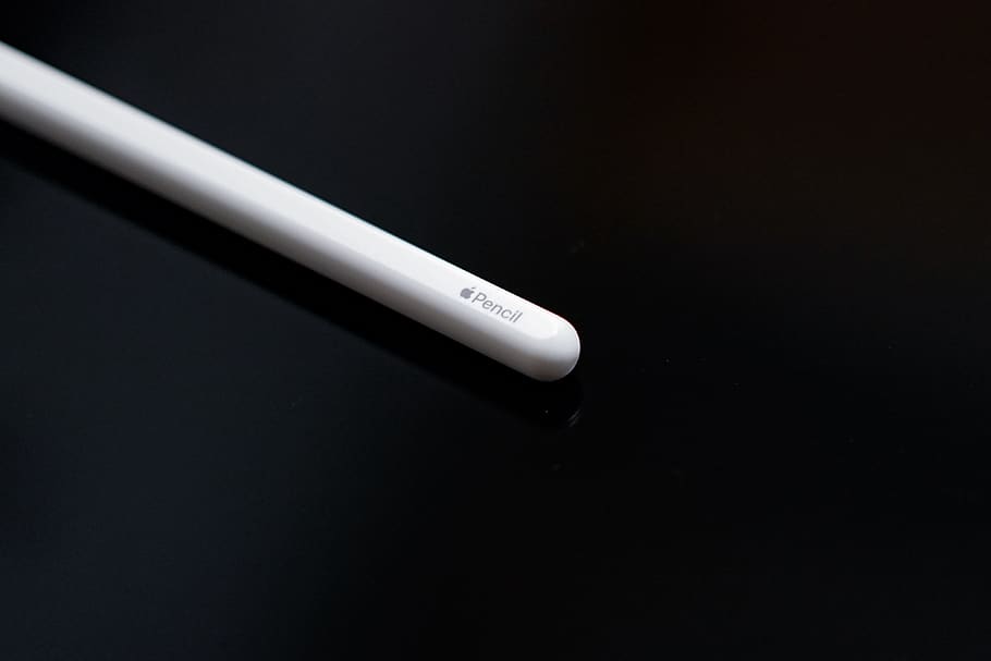 white Apple Pencil, black background, indoors, studio shot, close-up HD wallpaper