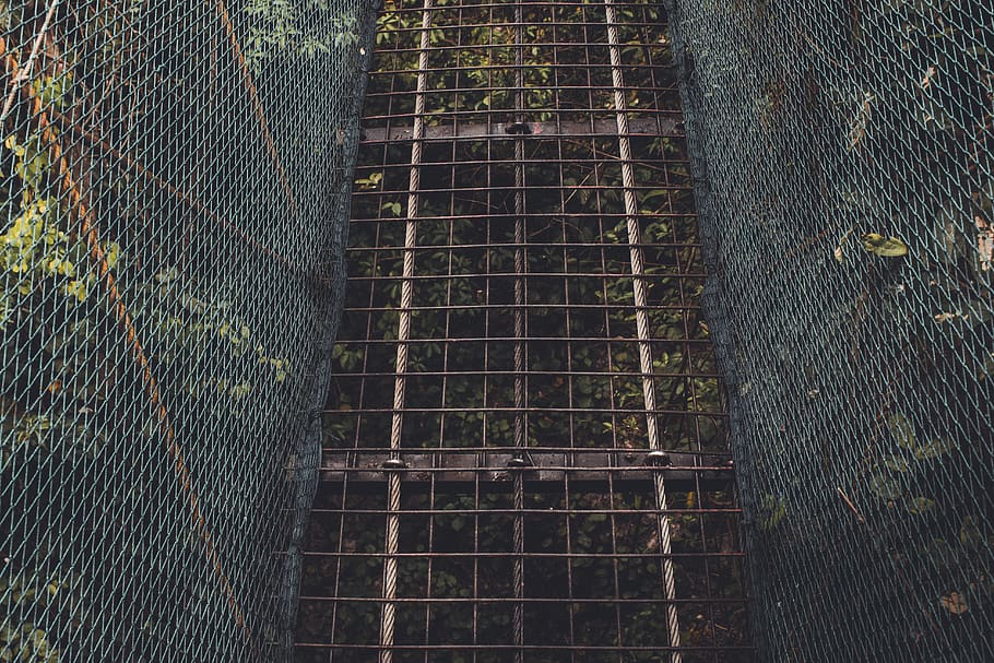 Gray Metal Bridge, architecture, construction, no people, fence HD wallpaper