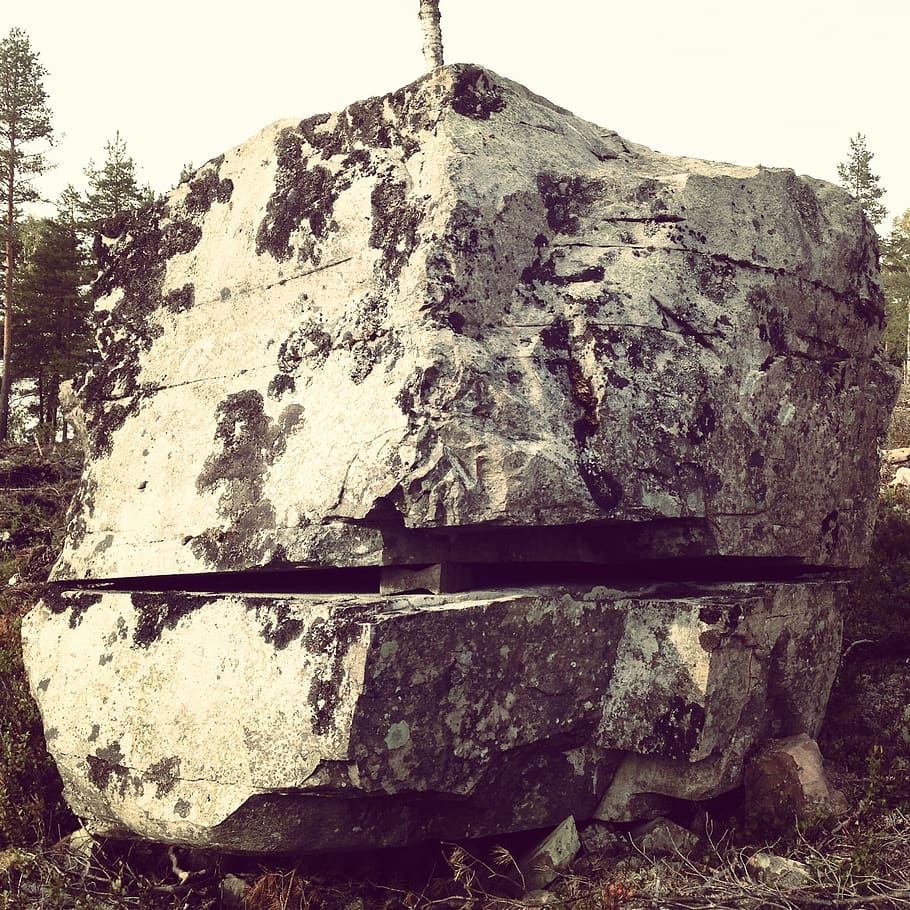 sweden, rock, split, grey, nature, architecture, tree, no people HD wallpaper