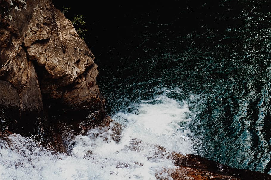 waterfalls, nature, sea, outdoors, ocean, cliff, promontory, shoreline HD wallpaper