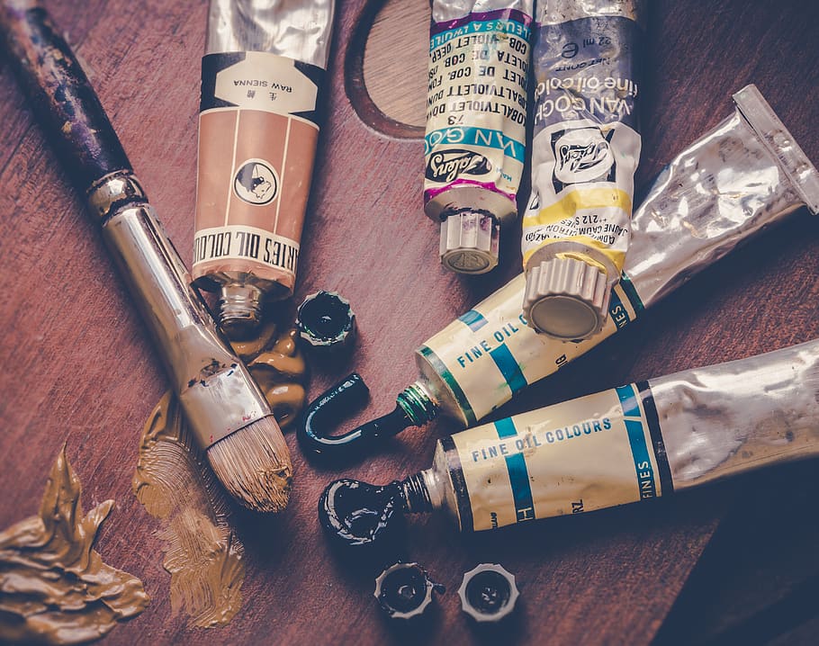 Assorted Color Paint With Brush, art, artistic, cap, equipment HD wallpaper