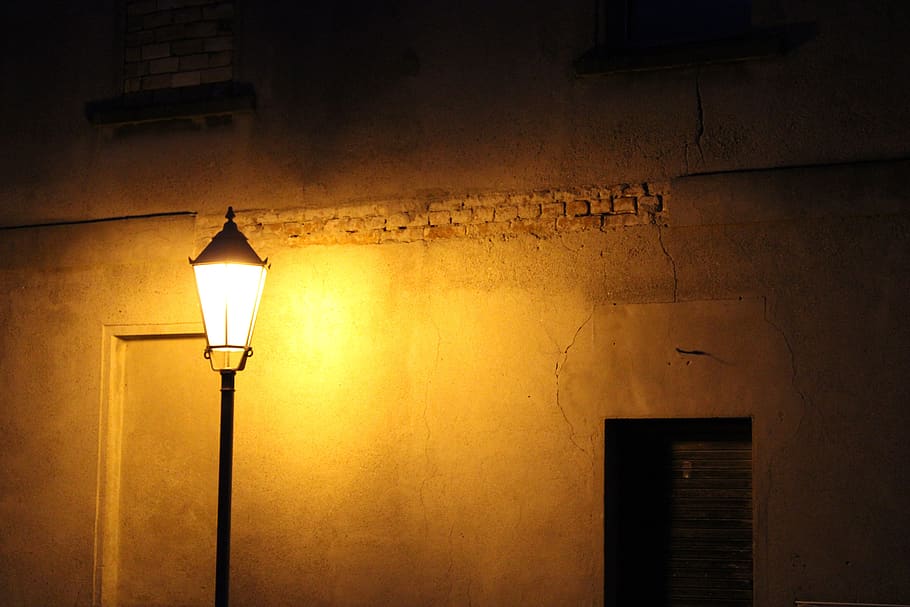 darkness, lantern, hauswand, light, lighting, night, gloomy HD wallpaper