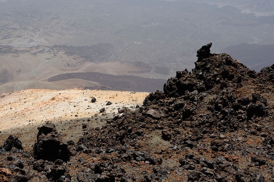 spain, mount teide, volcano, lava, black, rock, rock - object HD wallpaper
