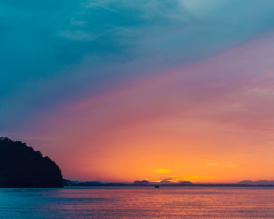 railay beach, thailand, krabi, sunrise in thailand, sunrise on island, HD wallpaper