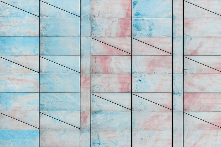 blue and red abstract painting, texture, marble, square, triangle HD wallpaper