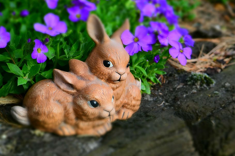 easter, easter bunny, figure, rabbit, greeting card, sweet HD wallpaper