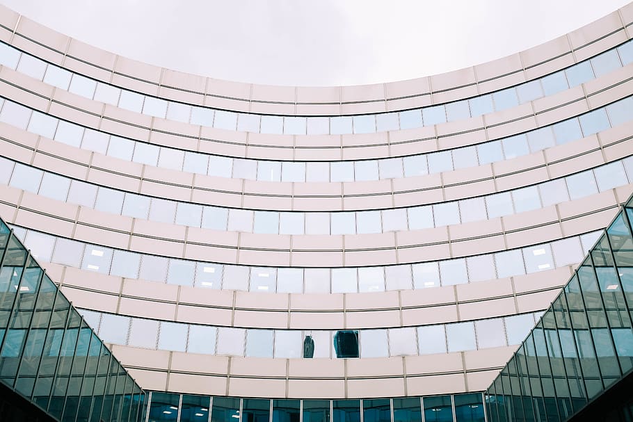 curtain wall building during daytime, office building, urban HD wallpaper