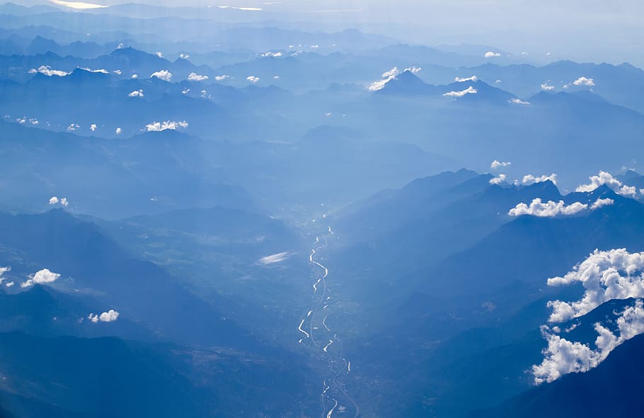mountains, clouds, valley, sun beam, beauty in nature, scenics - nature HD wallpaper