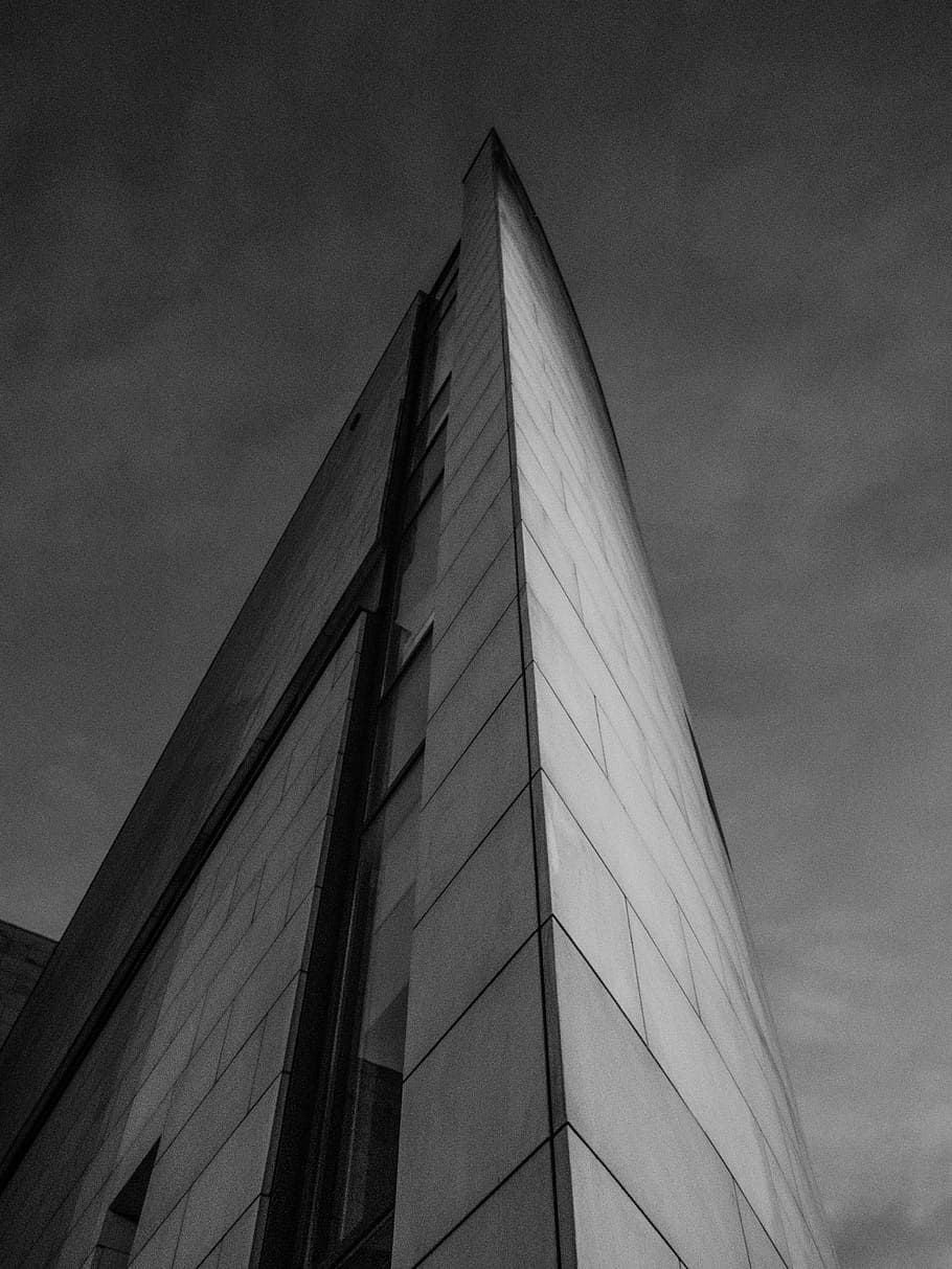 building, architecture, black and white, low angle view, built structure HD wallpaper