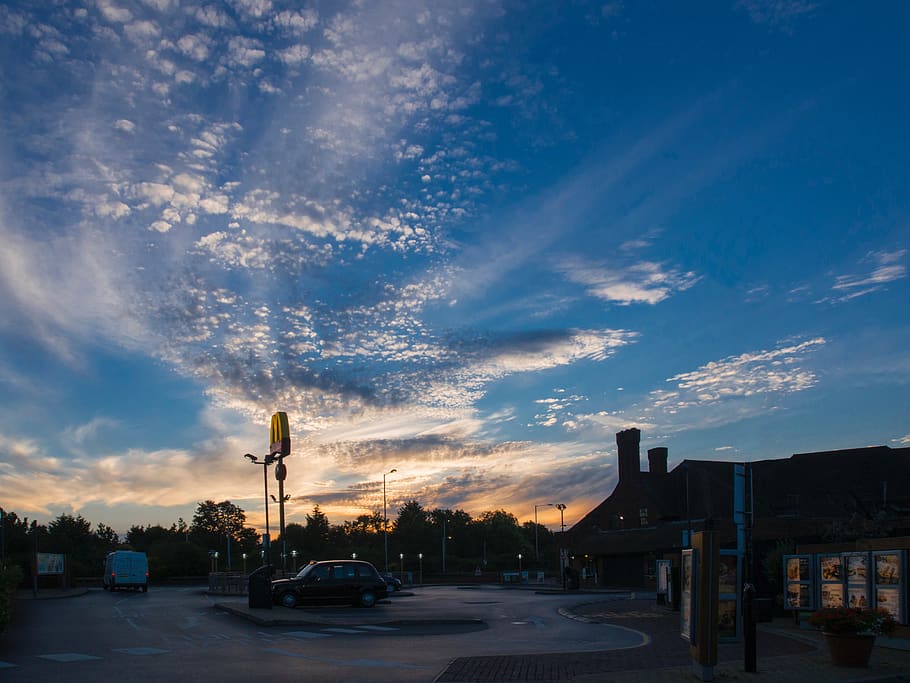 Sky During Daylight, building, car park, clouds, england, london HD wallpaper