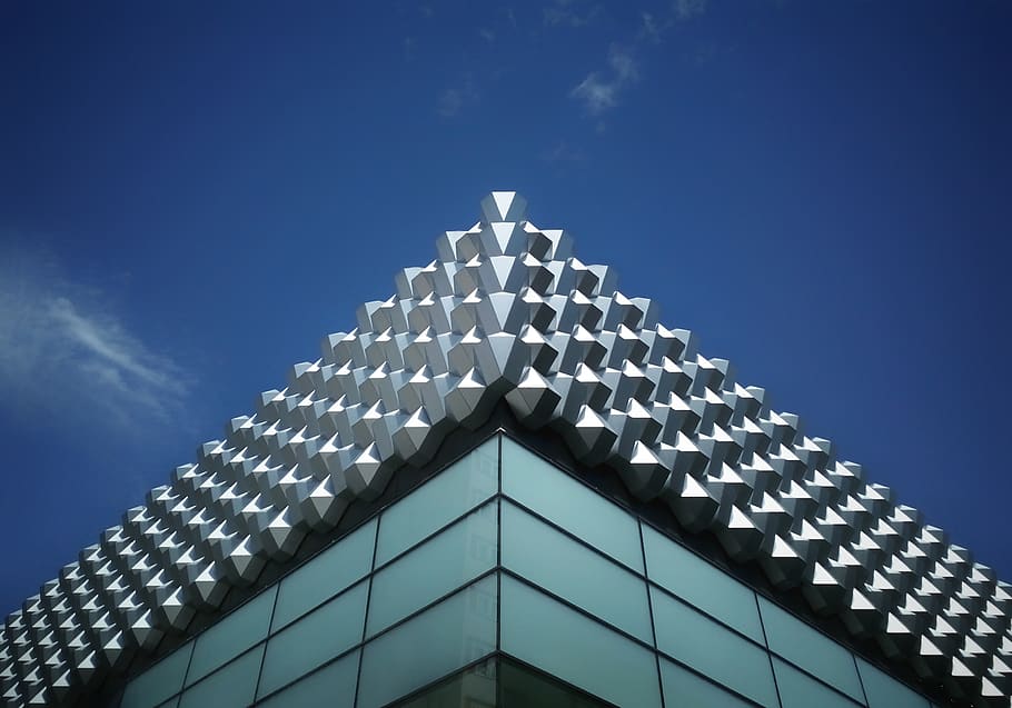 germany, dresden, architecture, grey, building, sky, blue, modern HD wallpaper