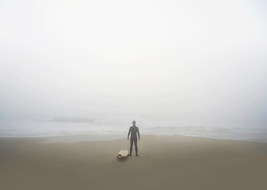 sea, ocean, water, waves, nature, beach, foggy, shore, coast HD wallpaper