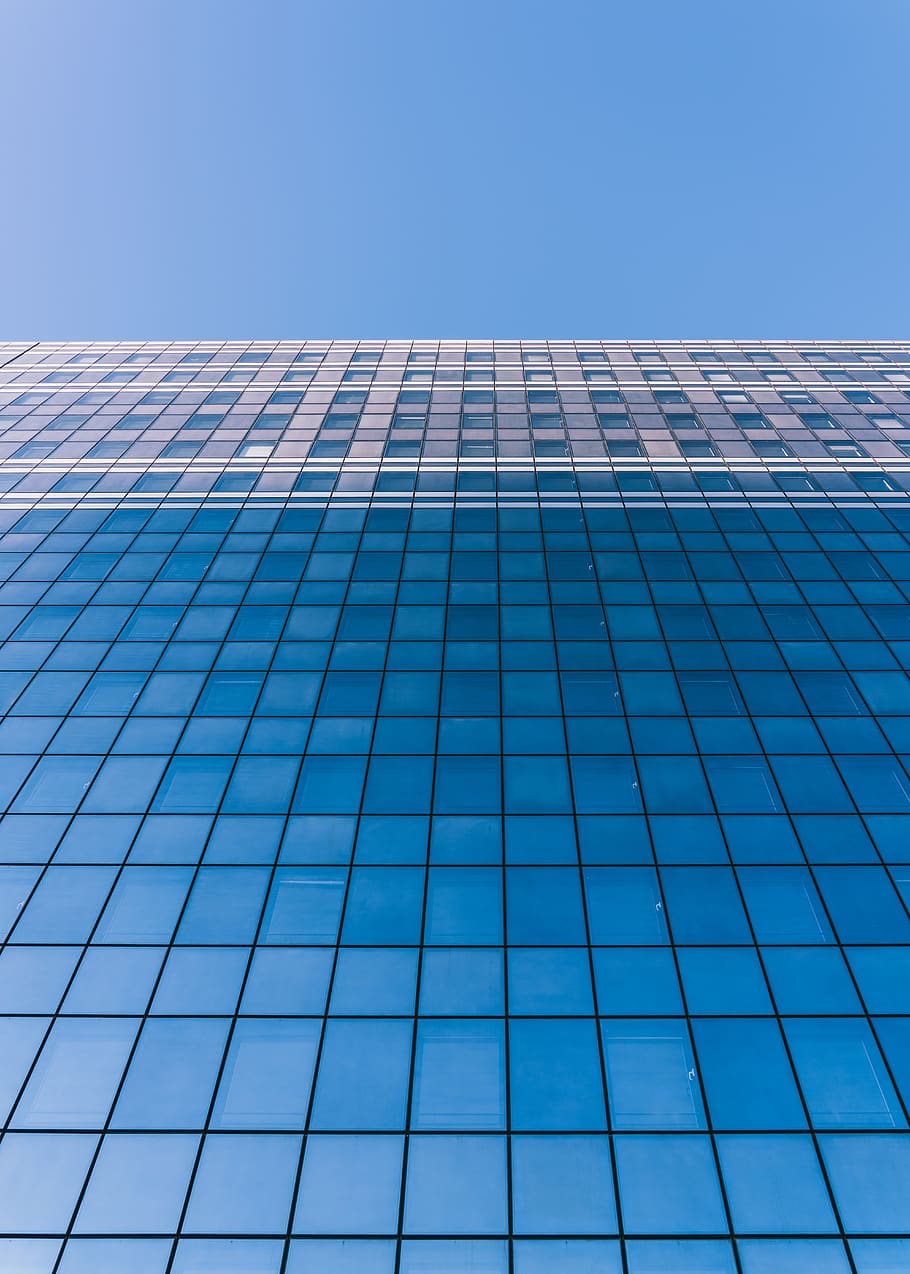 curtain wall at daytime, building exterior, architecture, sky HD wallpaper