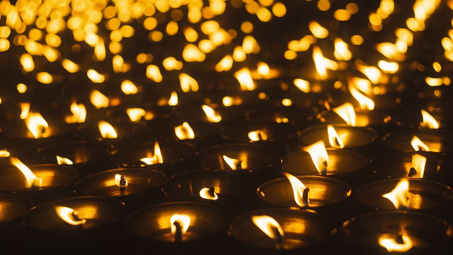 candle lot, flame, fire, burning, illuminated, heat - temperature HD wallpaper