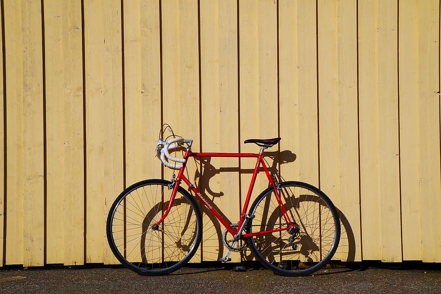 red b, bike, bicycle, vehicle, transportation, wheel, machine HD wallpaper