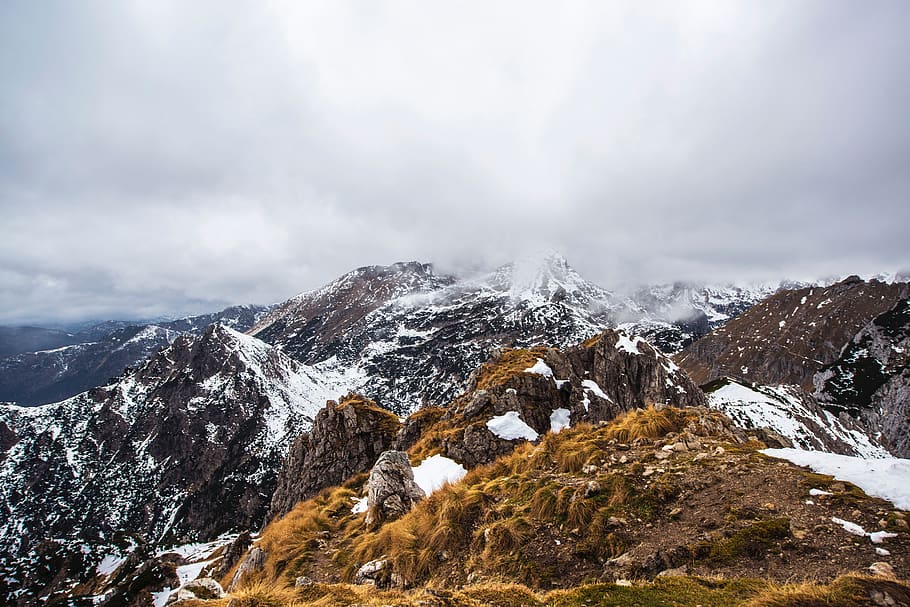 Landscape Photo of Mountain, alps, clouds, cloudy, environment HD wallpaper