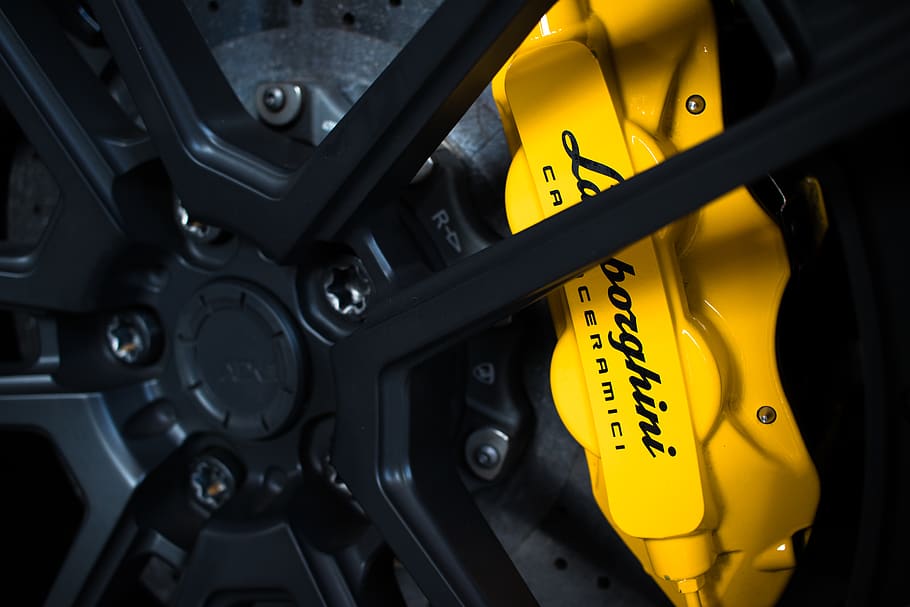 Lamborghini wheel, yellow, transportation, mode of transportation HD wallpaper