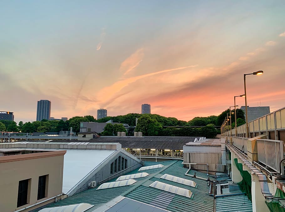 roof, urban, building, taito-ku, tokyo, architecture, office building, HD wallpaper