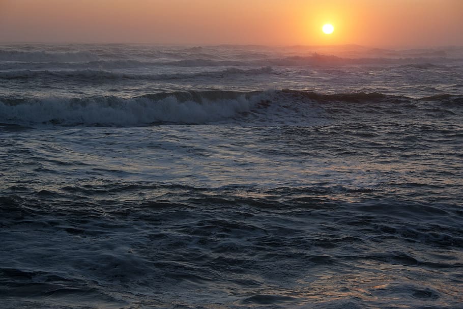 Scenic View Of Ocean During Sunset, dawn, environment, horizon HD wallpaper