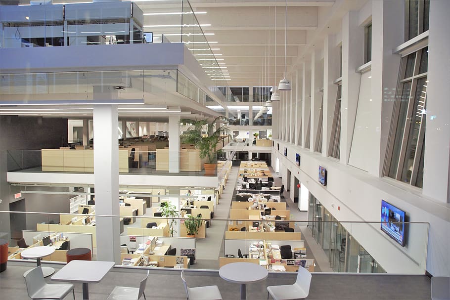 montreal, canada, light, white, office, lapresse, modern, inside HD wallpaper