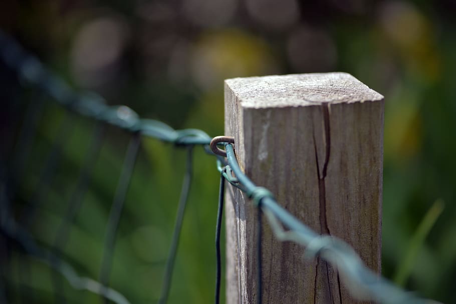 fence, wooden posts, pile, fence post, barrier, wire, weathered HD wallpaper