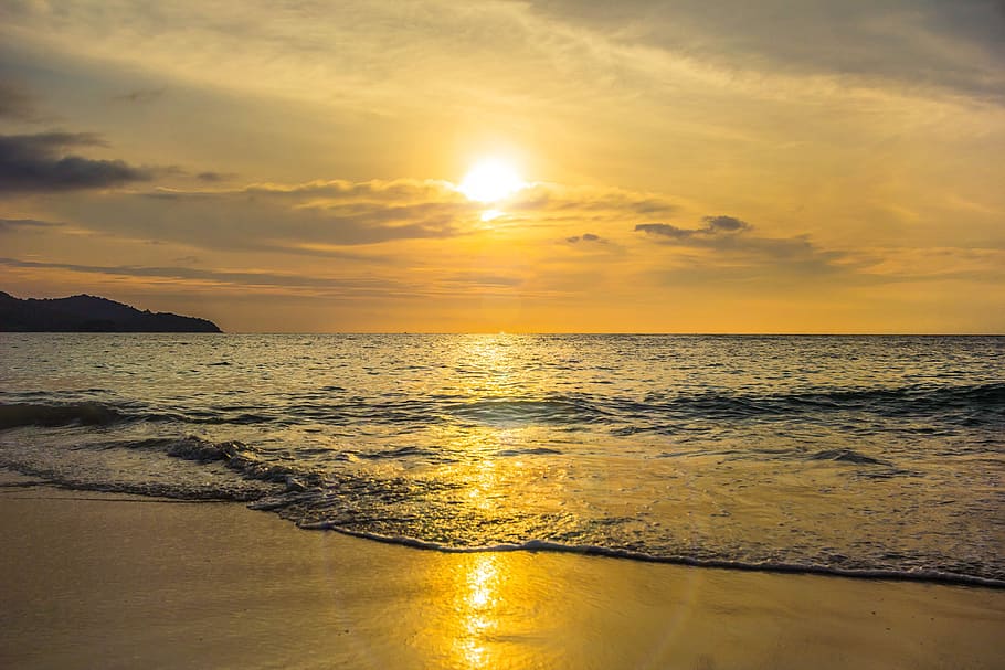 background, beach, beautiful, beauty, clouds, colorful, evening HD wallpaper
