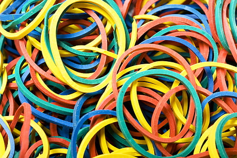 rubber, bands, heap, loop, object, office, pile, round, stretching HD wallpaper