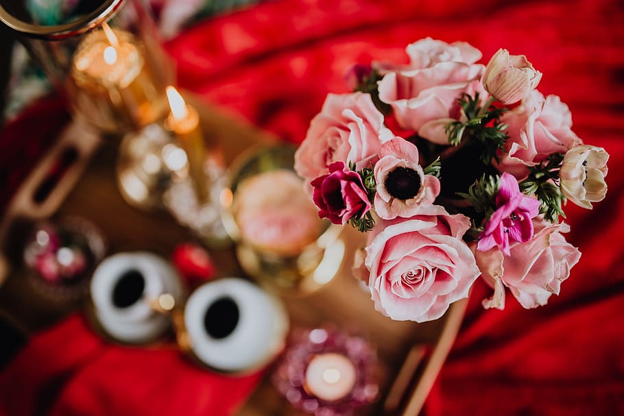Romantic Valentine’s Day bouquets, flowers, roses, love, romance, HD wallpaper