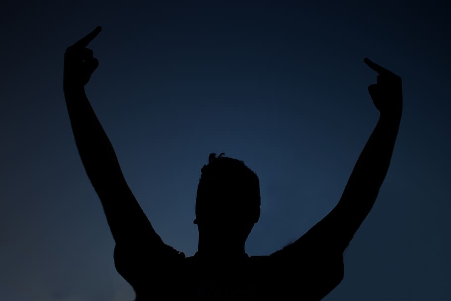 silhouette, arms raised, human arm, sky, one person, lifestyles HD wallpaper