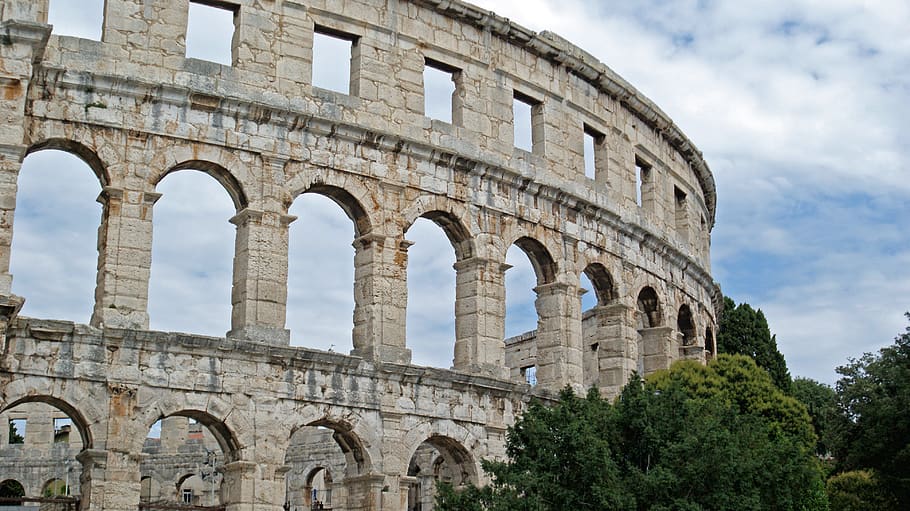 croatia, colosseum, monument, arena, istria, antique, tourism, HD wallpaper