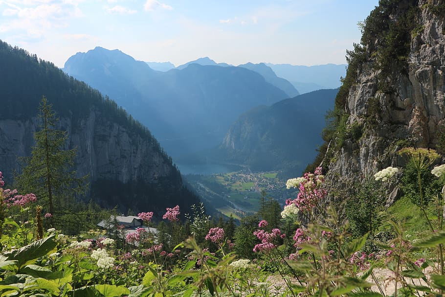 mountains, alpine, austria, landscape, panorama, mountain landscape HD wallpaper