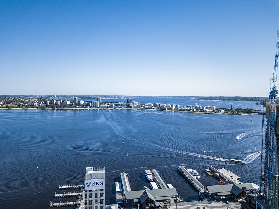 ship dock, city, building exterior, architecture, water, built structure HD wallpaper