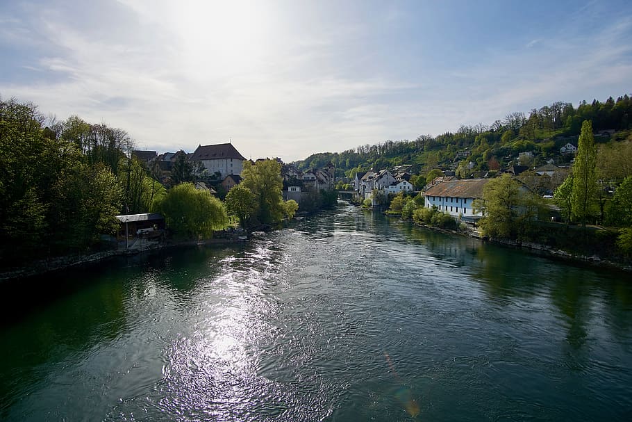 switzerland, aargau, aare, river, brugg, city, historic center HD wallpaper