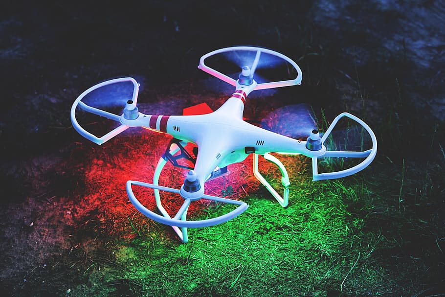 Night Drone, technology, plant, no people, day, nature, grass, HD wallpaper