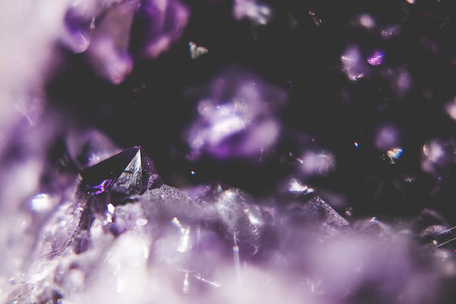 purple and white petaled flower, crystal, mineral, space, astronomy
