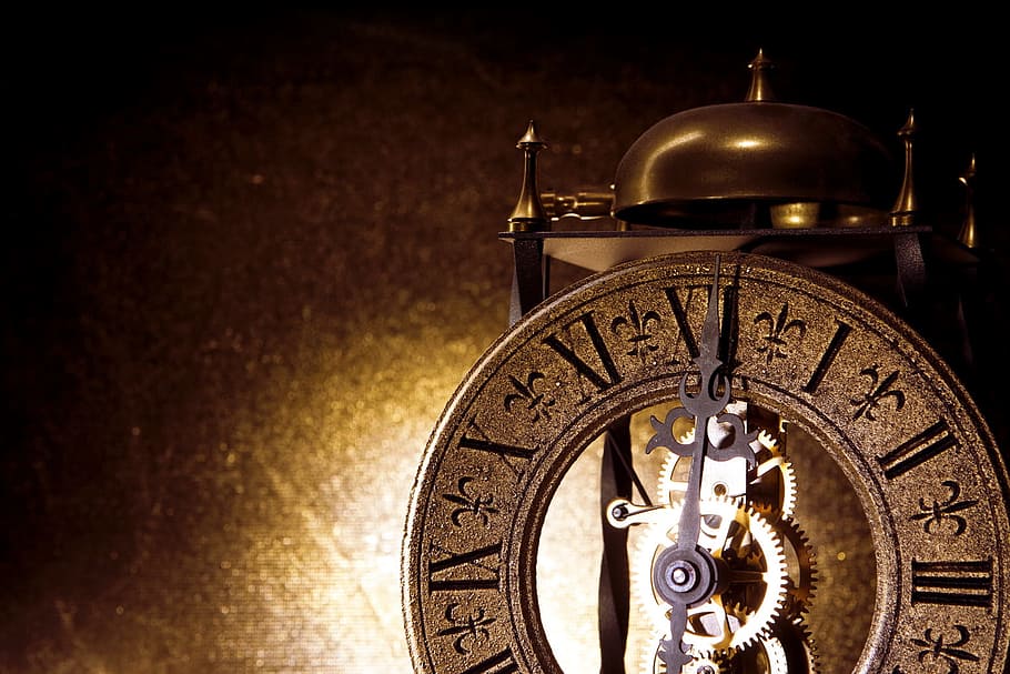 antique, appointment, black, clock, clockwork, close-up, countdown HD wallpaper